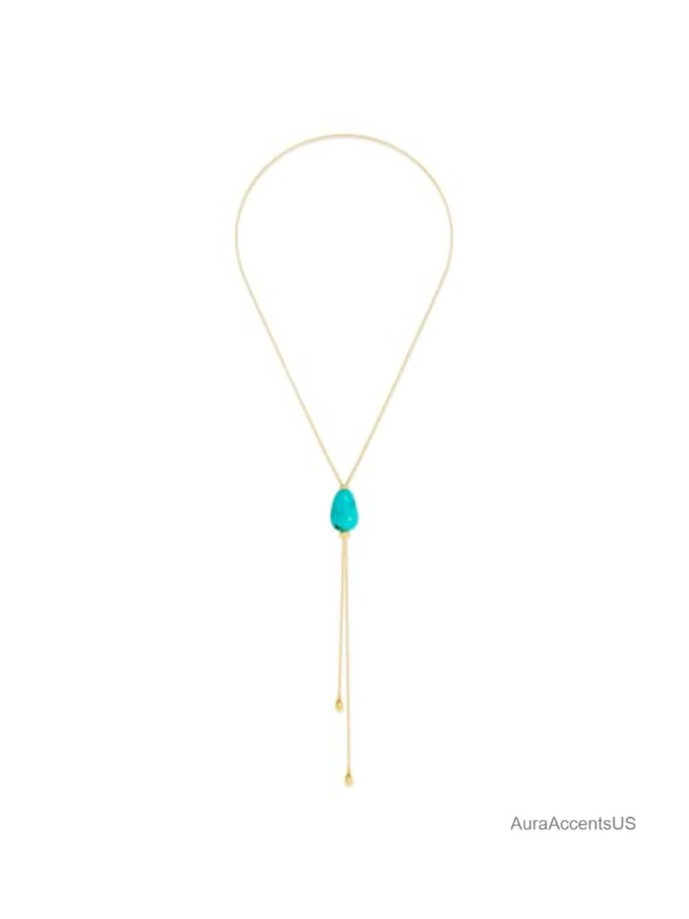 Lariat Necklace 14K Gold Plated Y Chain Resin Teardrop Pendant Adjustable